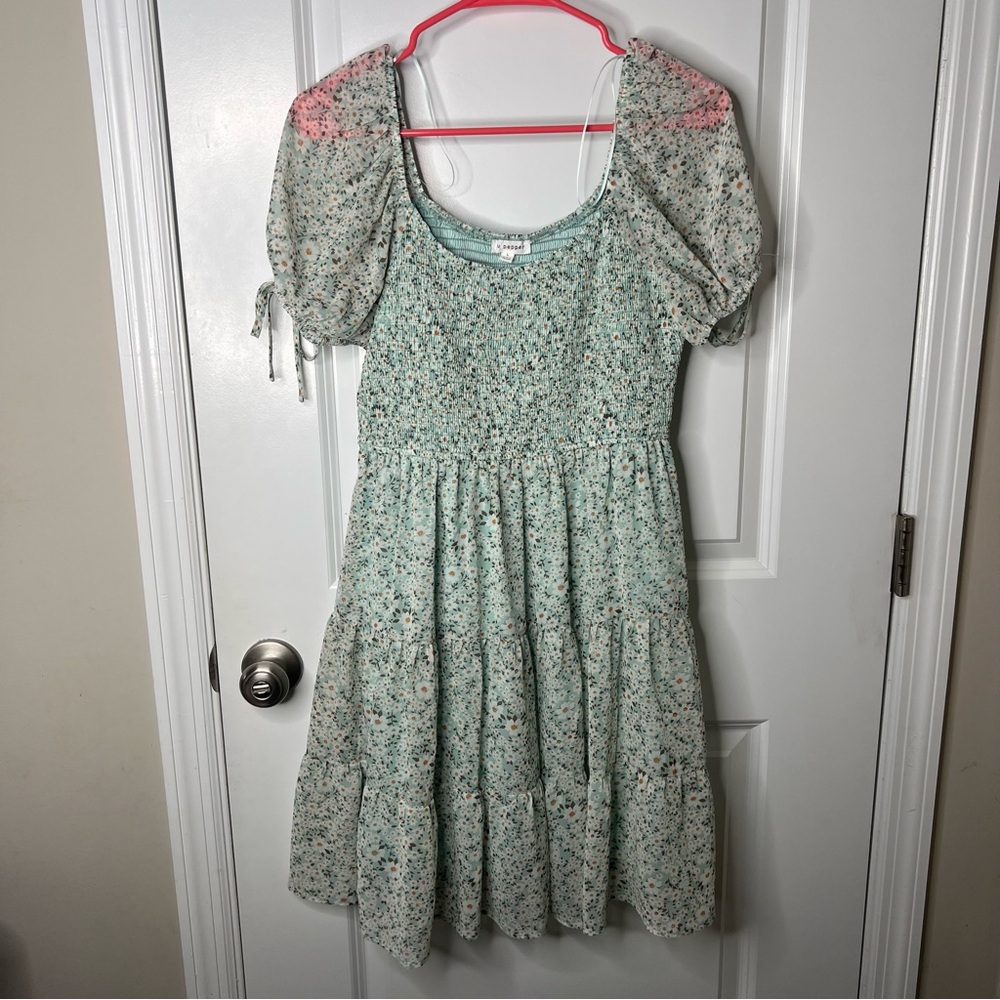 Dry Goods Daisy Floral Easter Sun Dress sage green size Large